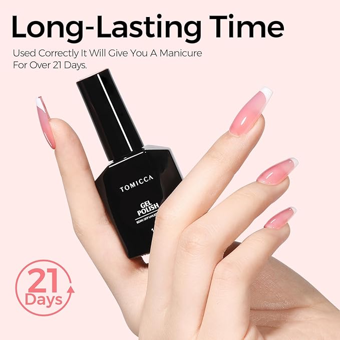 TOMICCA Pink Gel Nail Polish - Clear, Nude, Sheer Translucent Colors - UV Jelly Gel Nail Polish for French Manicure DIY