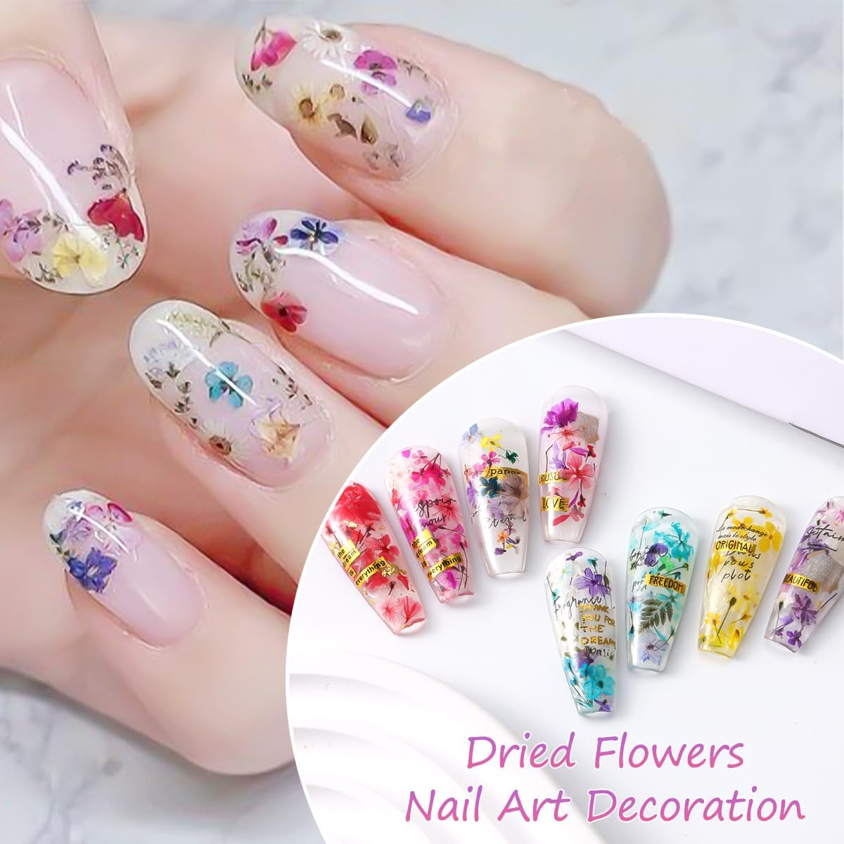 8 Boxs Dried Gypsophila Flowers Nail Art Decoration Mixed Mini Hydrangea Floral Petals Charms Plant Jewelry Accessories for DIY Crafting Nail Design Supplies (Multi-Color)