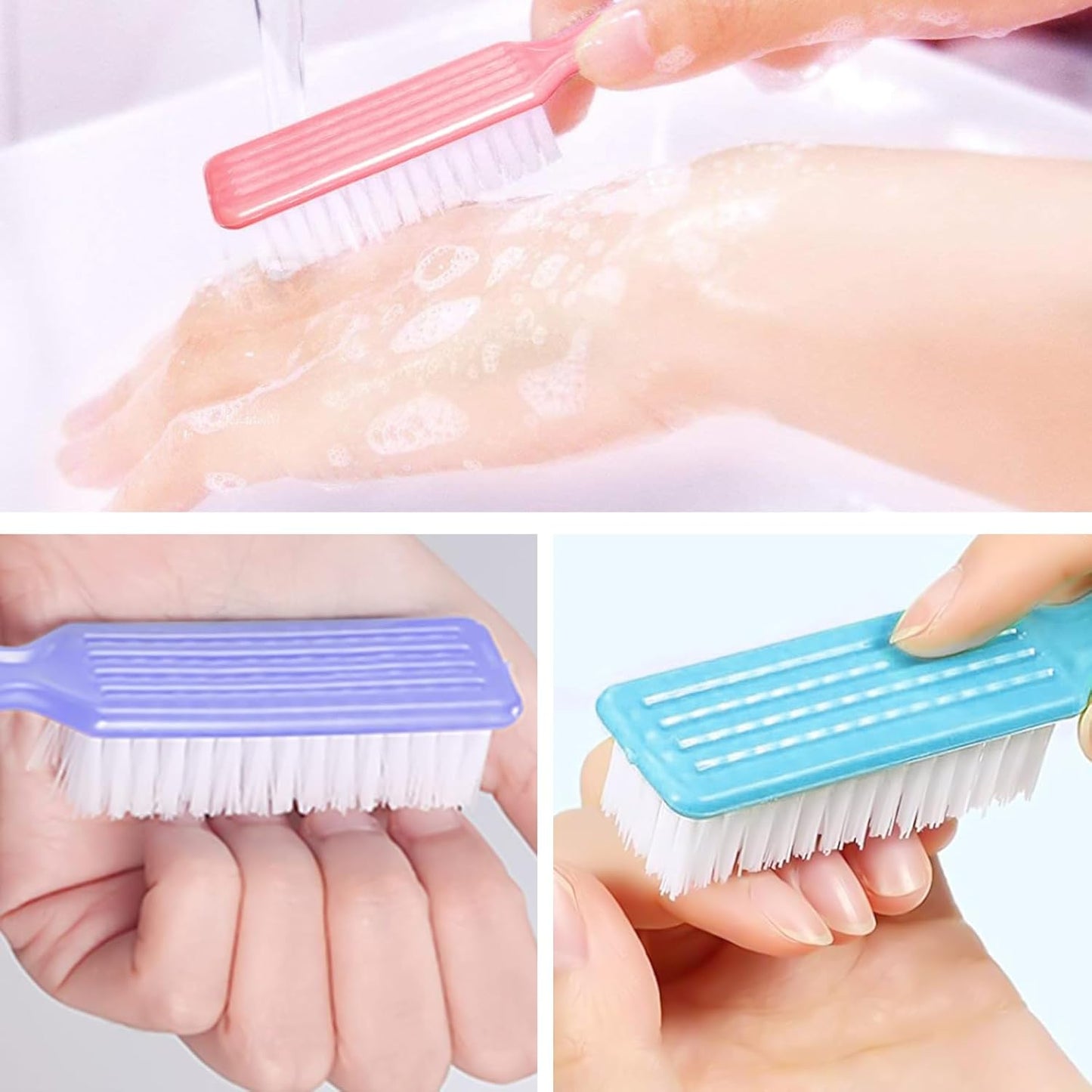 NICEMOVIC 10 Pcs Nail Brush for Cleaning Fingernails, Handle Grip Nail Scrubber Brush, Hand Fingernail Cleaner Brush Manicure Tools Scrub Cleaning Brushes Kit, Use for Toe and Nail Cleaning (Macaron)
