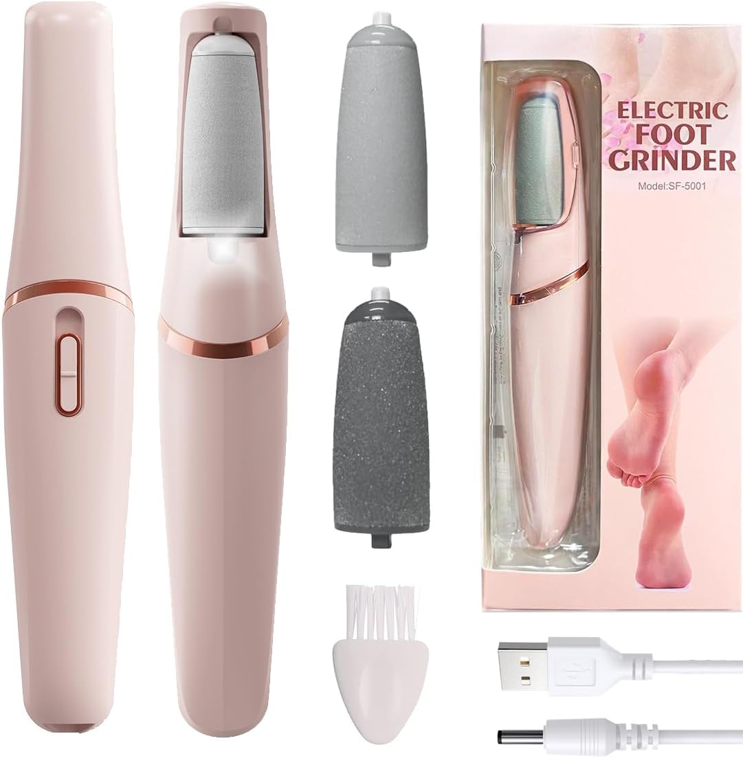 Electric Callus Remover for feet,Rechargeable Foot Callus Remover -2 Speed Adjustable,Coarse & Fine Roller - Electric Hard Skin Removal for Feet-Smooth feet in Seconds for Women & Men (Pink)