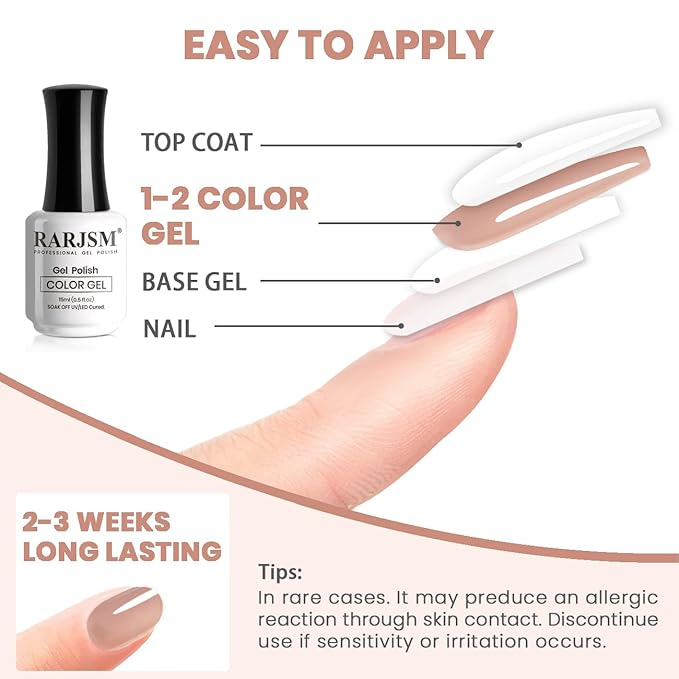 RARJSM Neutral Gel Nail Polish Nude Dirty Pink Skin Tone Color Sheer Jelly Gel Polish 1PC 15ml Single Bottle Creamy Transparent Pink Nail Gel Polish Soak off UV LED Cured for Home Salon DIY Manicure