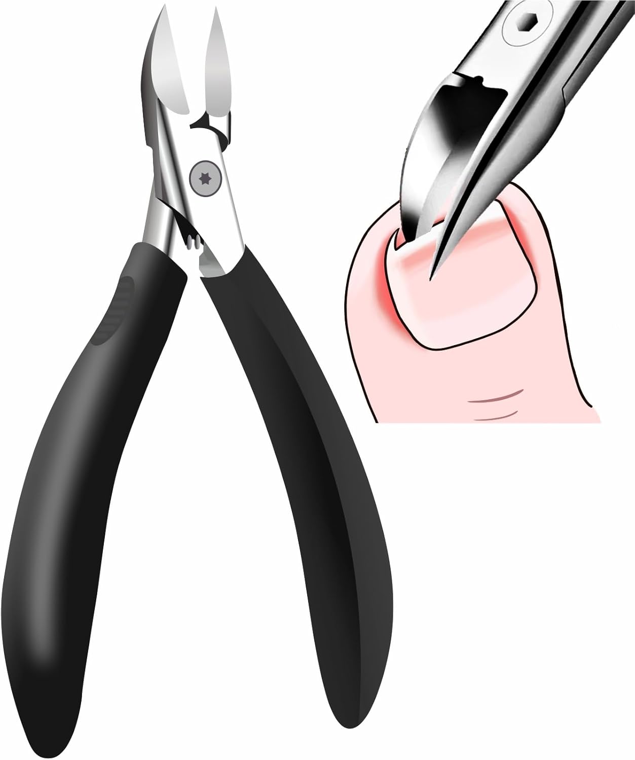 Toenail Clippers for Ingrown & Thick & Hard Nails - Ingrown Toenail Clippers for Men Women Seniors - Fingernail Toe Nail Clippers with Sharp Blades/Effort-Saving Spring/Long Non-Slip Handle Design