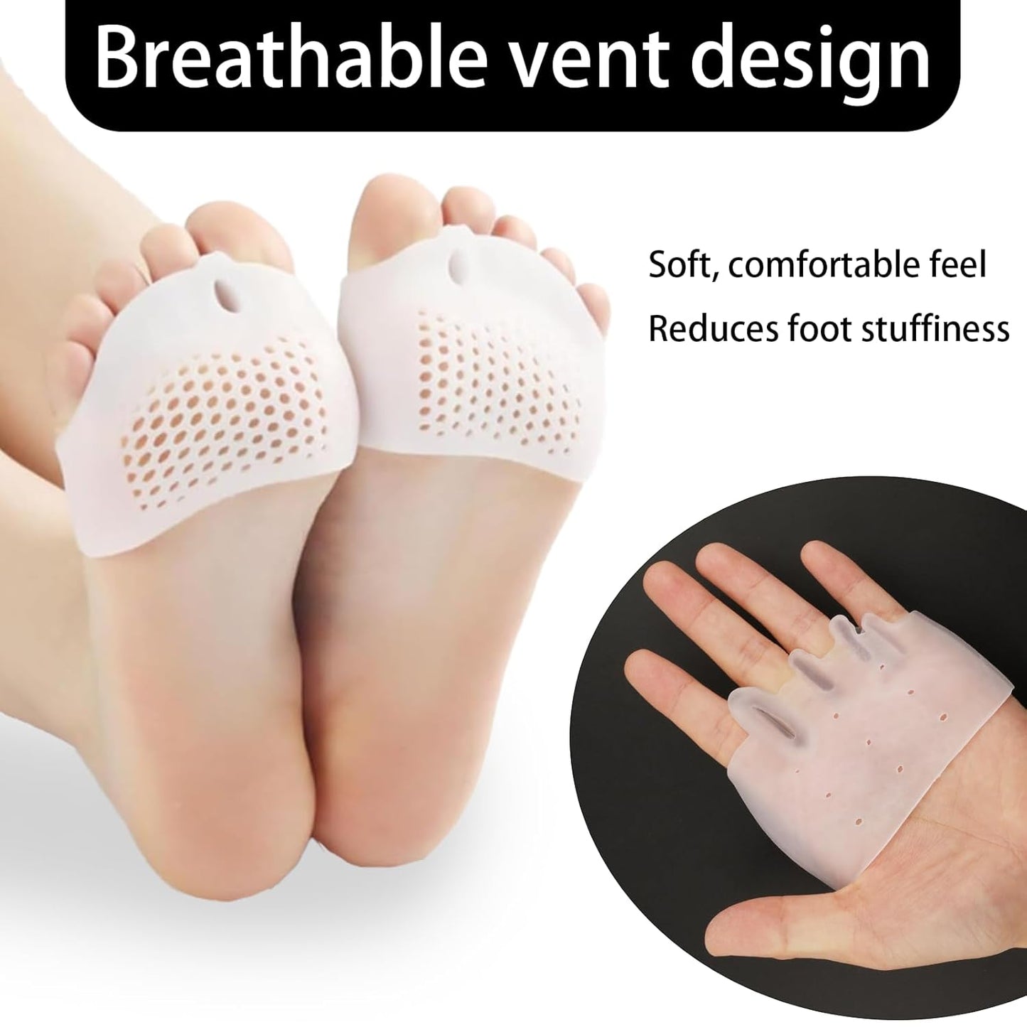 2PCS Silicone Toe Separators – Soft High Elasticity Toe Spacers for Women with Breathable Holes, Foot Support Correct Comfort Corrector Tool for Overlapping Toes