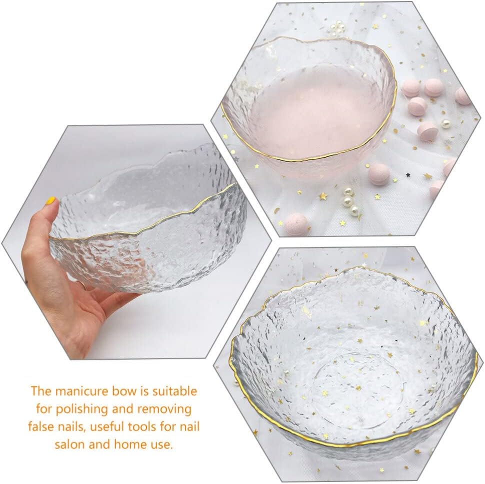 Pedicure Bowl 1Pcs Glass Nail Soaking Bowl Nail Art Remover Soak Soaker Manicure Soaking Bowl Nail Salon Bath Bowl for Fingernail Toenail Caring Polish Removal Manicure Bowl