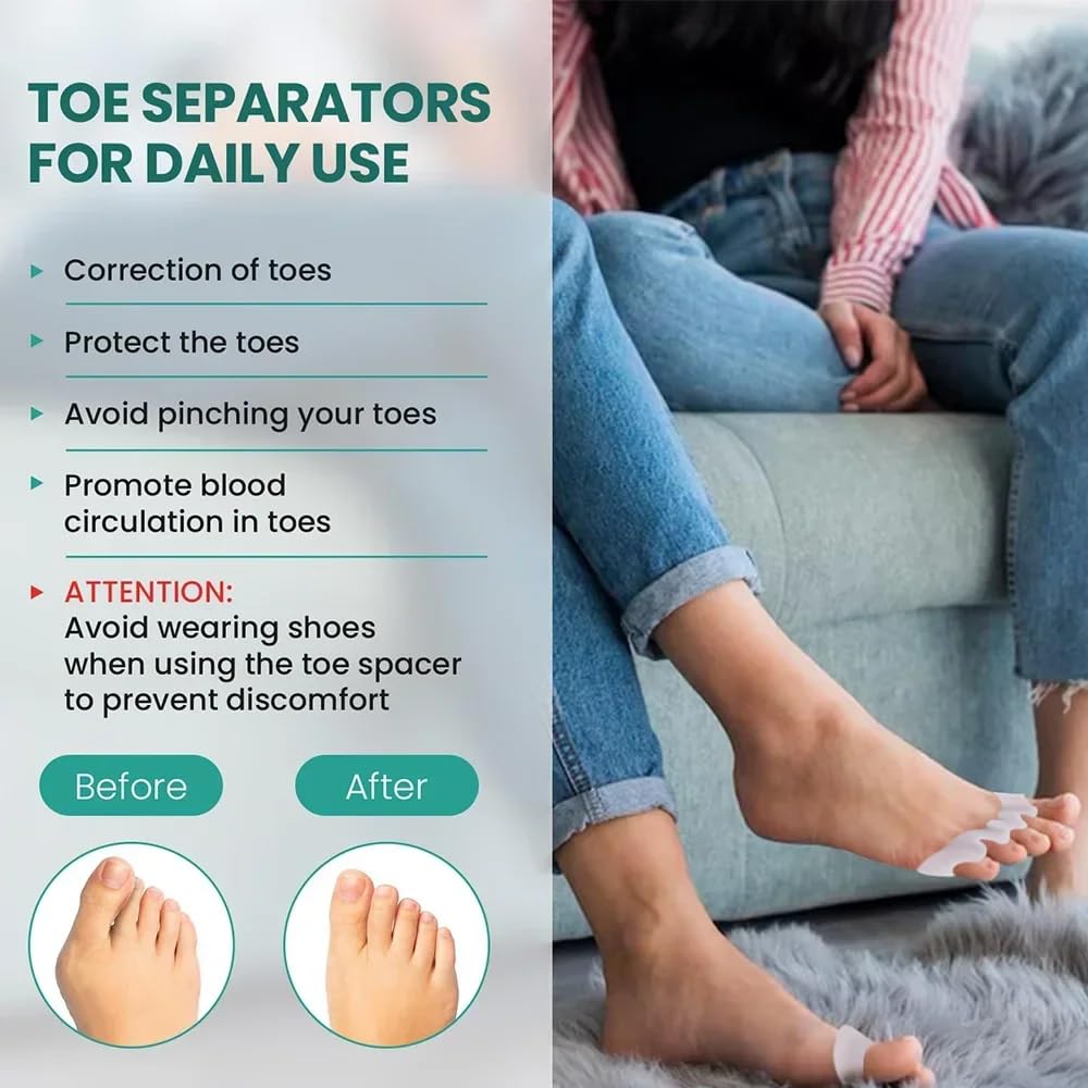 2 Pcs Toe Separators for Women & Men - Silicone Children Newborn Adult Toe Spacers for Overlapping Toes, Bunions, Hammer Toe, Toe Straightener for Foot Pain Relief ([3 months - 4 years old] White)