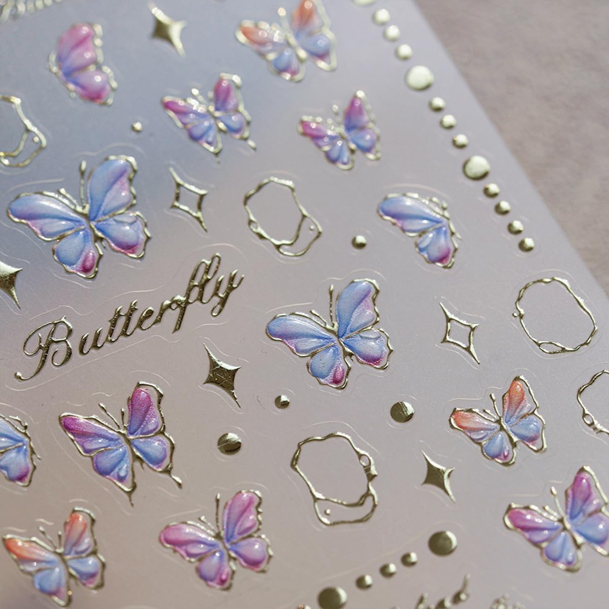 Butterfly Nail Art Stickers Decals Butterfly Nail Stickers Blue Shinny Butterfly Nails Design 5D Embossed Self Adhesive Nail Decals Butterfly Stickers for Women Girl DIY Manicure Nail Art Decorations