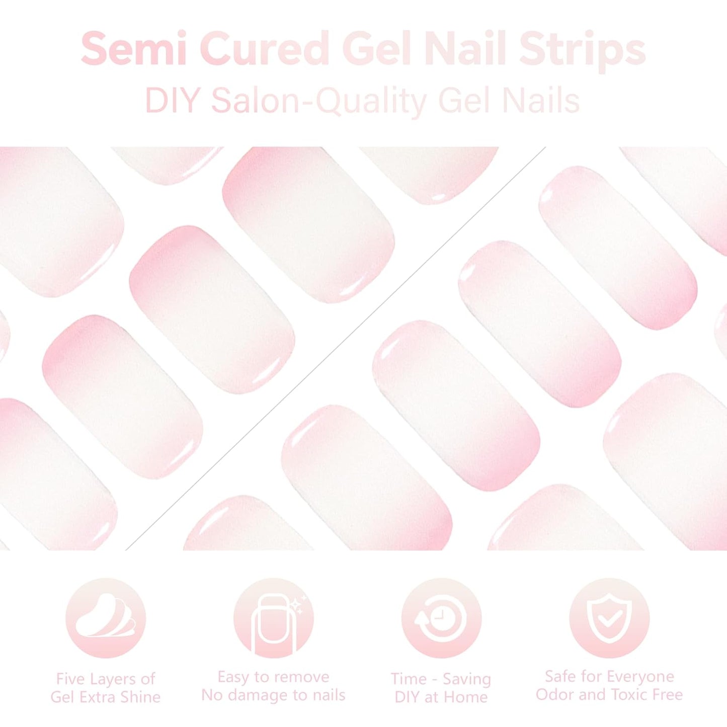 Semi Cured Gel Nail Strips(Cherry blossom Ombre)