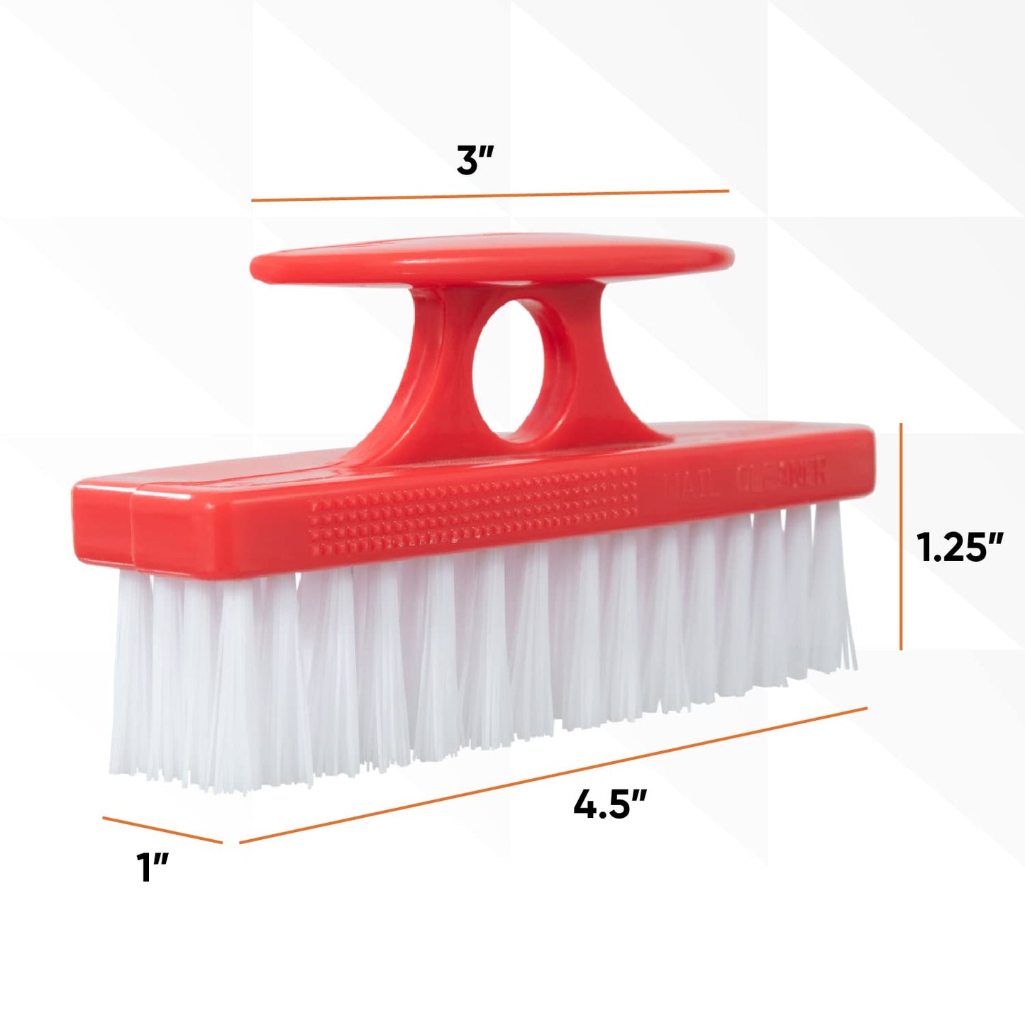 Superio Nail Brush Set (6 Pack) Cleaner with Handle, Durable Brush Scrubber to Clean Toes, Fingernails, Hand Scrubber All Surface Cleaning, Heavy Duty Scrub Brush Stiff Bristles, Easy to Hold. (Red)