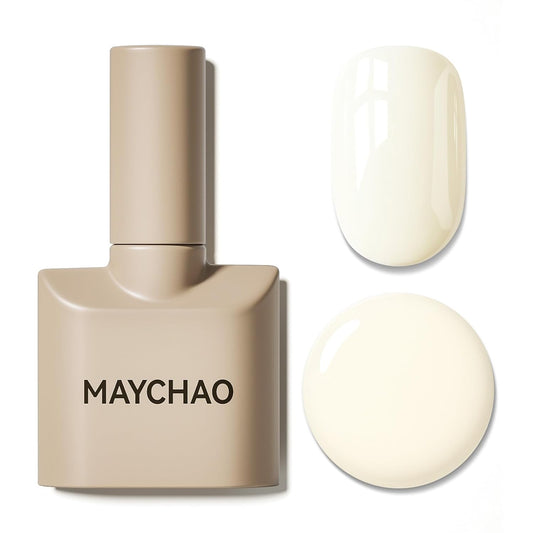 MAYCHAO 15ML Ivory Gel Nail Polish 1Pc Creamy Ivory Gel Polish Soak Off UV LED Nail Polish Nail Art Starter Manicure Salon DIY at Home, 0.5 OZ