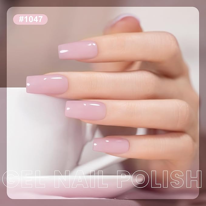 RARJSM Pastel Pink Gel Nail Polish 2pcs Set,Gel and Lacquer Combo,Purle Pink Air Dry Nail Lacquer and Nude Pastel Pink Gel Polish LED UV Curing Requires French Manicure DIY Nail Art Home Salon 15ml