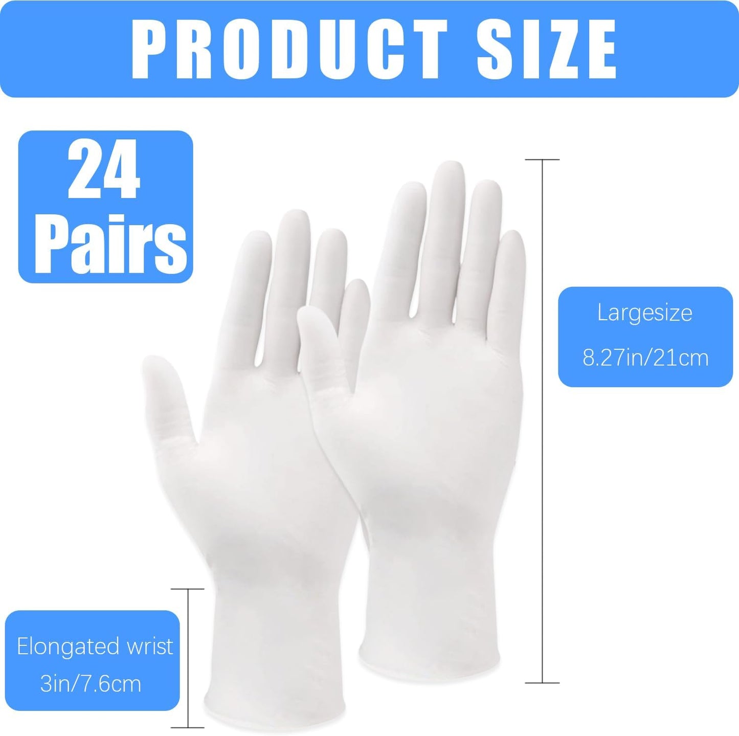 48Pcs White Cotton Sleep Glove, Night Stretchable Cloth Gloves for Dry Hands Eczema SPA Moisturizinc