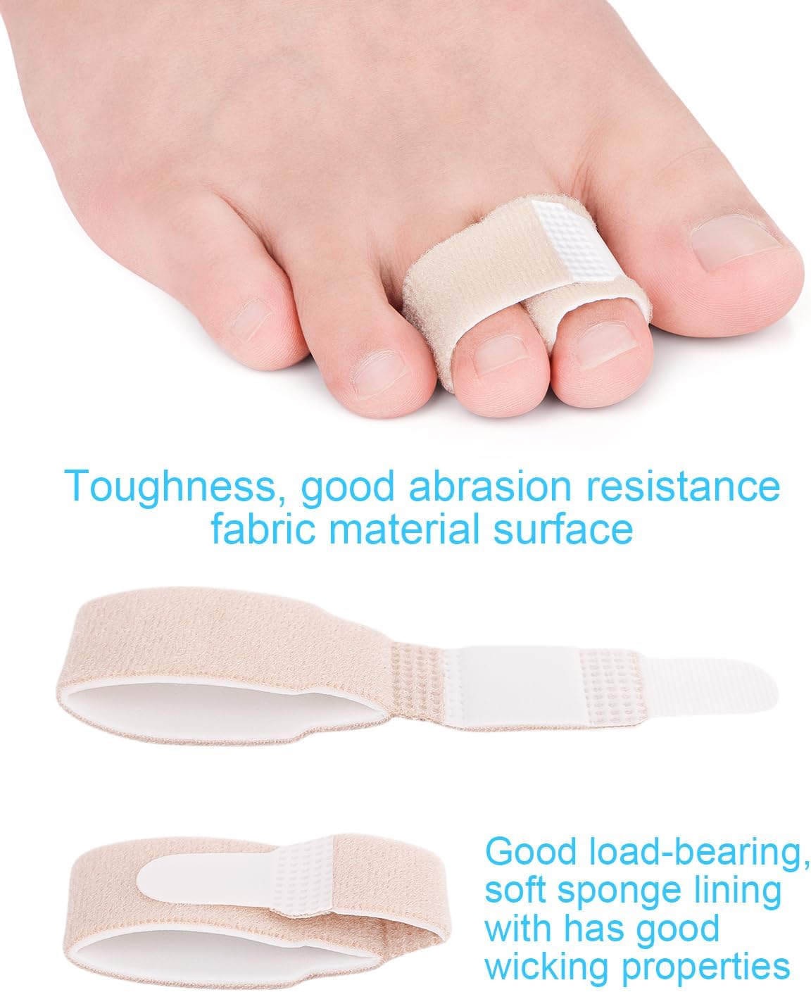 12 Pack Fabric Hammer Toe Corrector, Reusable Broken Toe Protectors Buddy Taped Wraps, Hammertoe Straightener, Toe Splint for Broken Toe, Crooked Toes, Bent Toes
