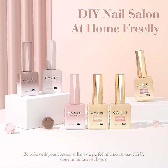 CANNI Jelly Gel Nail Polish Set – 6 Sheer Nude Shades (Pink, Brown, Transparent), 9ML Each, HEMA-Free Soak Off UV LED Gel for Natural-Look Manicure