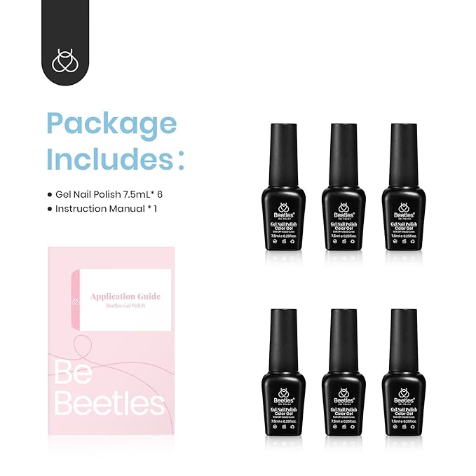 beetles Gel Polish Daydream Verses - Pastel Christmas Gel Nail Polish Set Nude Pink White Blue 6 Colors Soak Off UV LED Needed DIY Manicure Kit Gifts for Women Girls