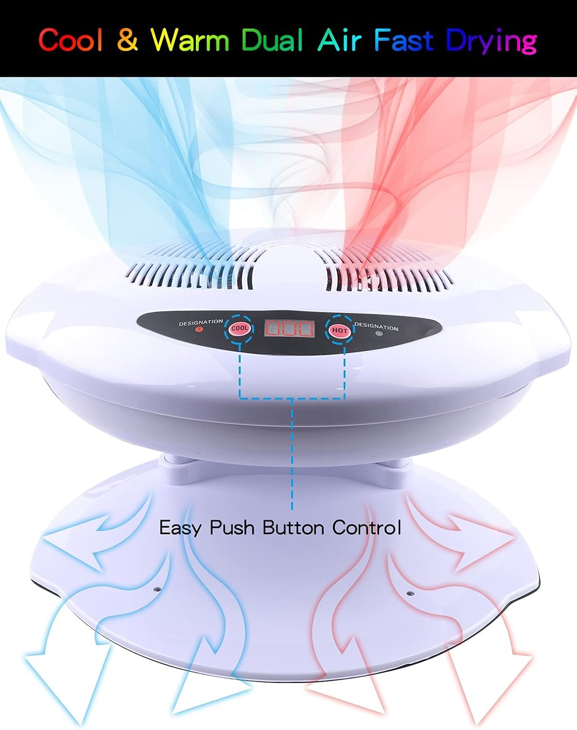 Kalolary Nail Lamp, 400W Air Nail Dryer Nail Fan Hair Dryer for Hands and Feet Nail Polish Automatic Sensor Warm Cool Breeze Use at Home and Salon(White)