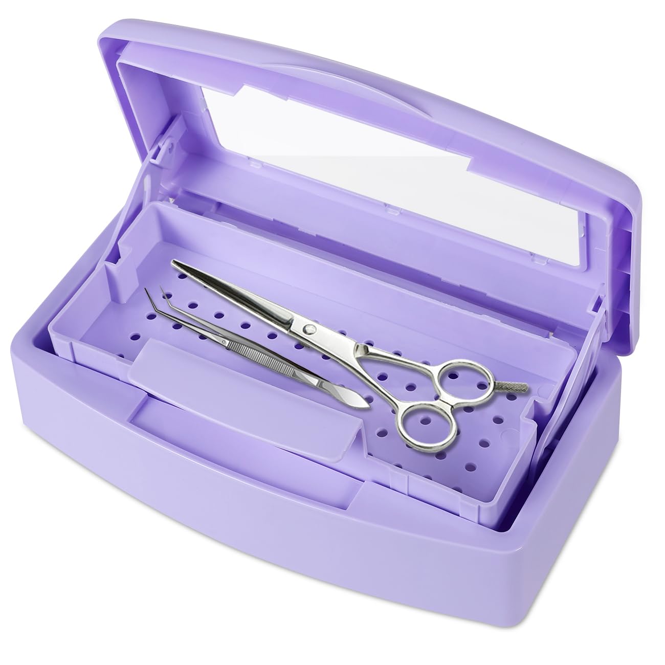 Gusnilo Nail Tool Sterilizer Box barbicide Disinfectant Jar Plastic Disinfectant Container Suitable for Nail Tools Hair Salons Beauty Centers and Manicure and Nail Equipment(Purple)