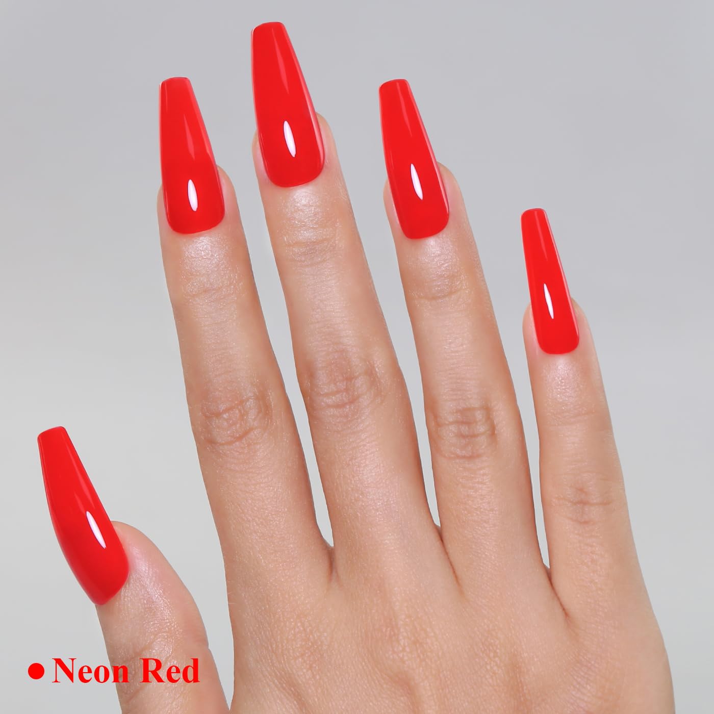 Imtiti Neon Gel Nail Polish, Neon Red Gel Polish High Gloss Soak Off UV LED Nail Gel Polish Spring Summer Art Manicure Salon DIY Design 10ML