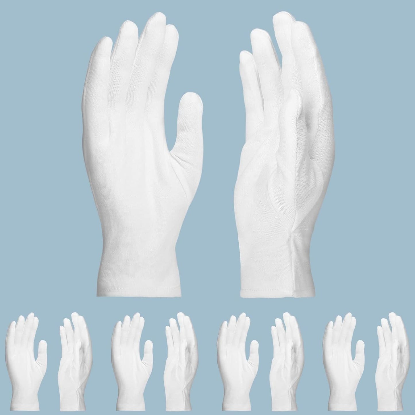 5 Pairs Large Archival Photo Gloves, White Work Gloves For Handling Art Working Photography Men & Womens Cloth Gloves Liners Bulk for Handling Jewelry, Film, Photo, Coin Metal Inspection