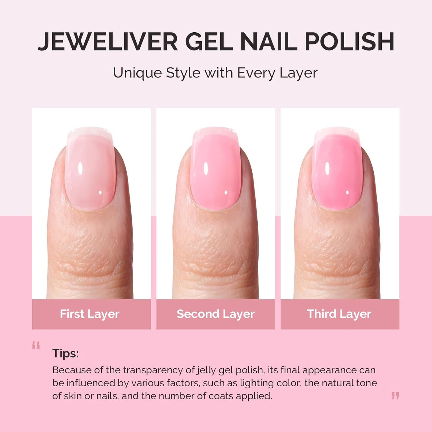 MelodySusie Jeweliver Gel Nail Polish, 0.5Fl.oz Berry Pink Gel Polish Pastel Nude Color Sheer Translucent Soak Off UV LED Light Cure Gift Nail Art Manicure DIY at Home JM16