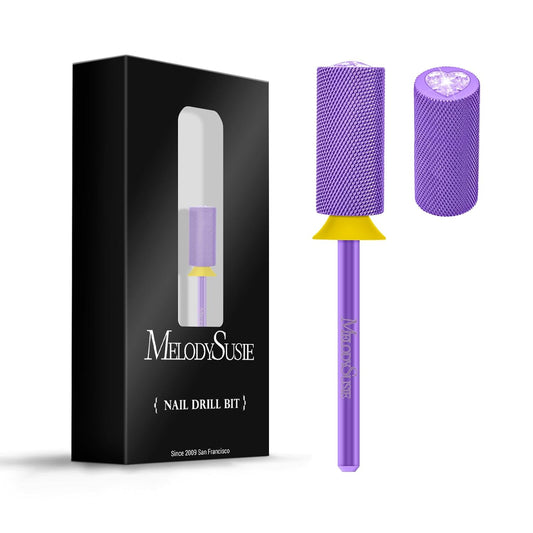 MelodySusie Large Barrel 3/32'' Tungsten Carbide Nail Drill Bit, Crystal Top Purple Heart Shape, Fast Remove Acrylic Gel, Cuticle Gel Polishing for Manicure Pedicure, Purple, Series Bit-S, XF