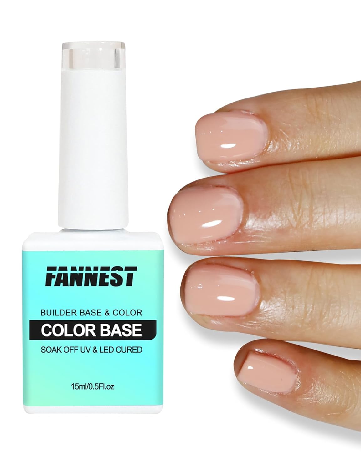 Nude Pink Gel Nail Polish, Summer French Manicure Varnish Curing, Hema Free Rubber Base Builder Gel, French Tips Base Colors Nails Strengthener Soak Off Gift for Womens (Nude Pink)