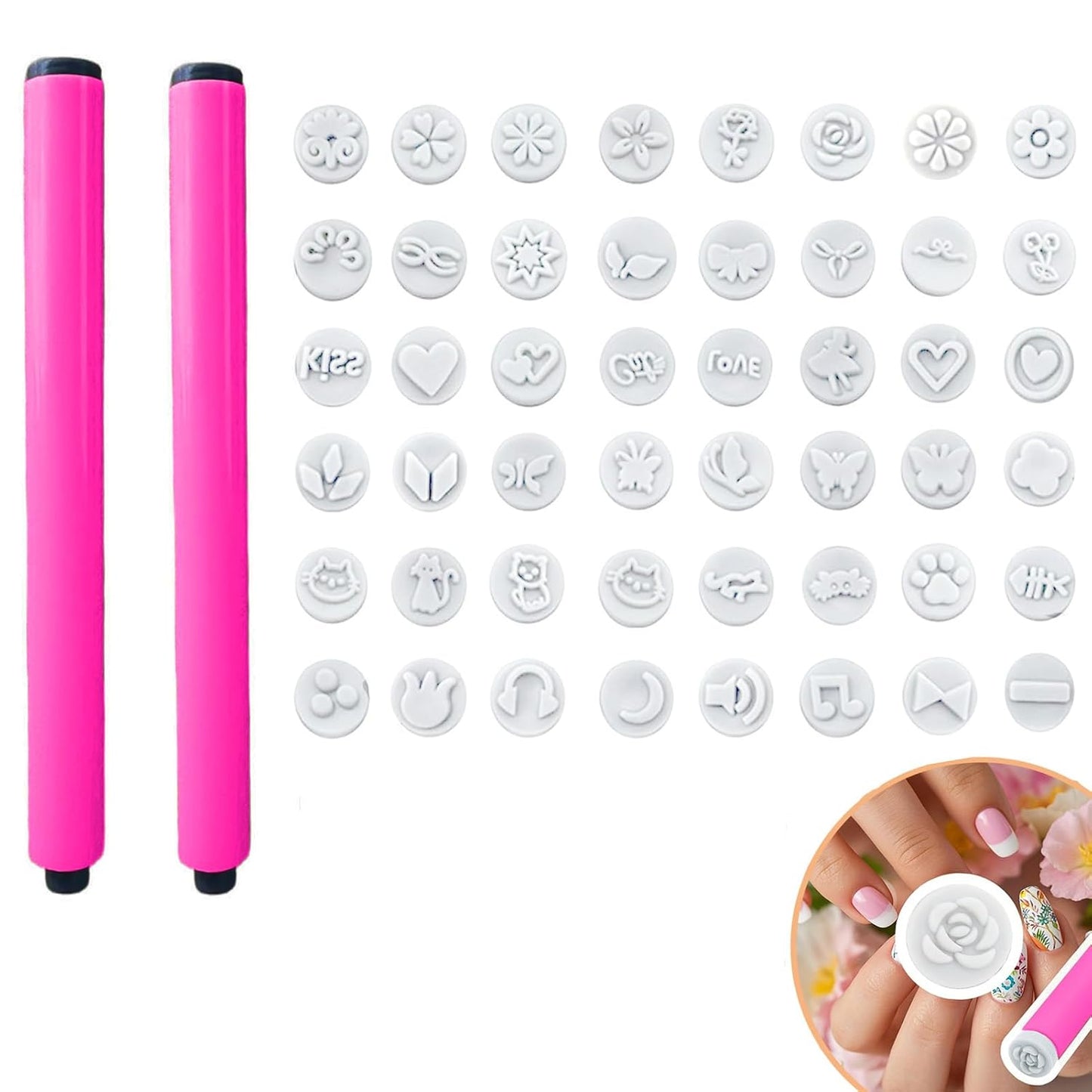48 Pcs Nail Stamp Pen Set, Nail Art Pens, Quick Nail Art Tools with Different Patterns, Flower Butterfly Rose DIY Nail Stamping Pen Kit, Nail Design Tools for Women