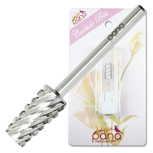 PANA Tapered Barrel Carbide 3/32" Shank Size - (Silver, Extra Coarse Grit) - Fast remove Acrylic or Hard Gel Nail Drill Bit for Manicure Pedicure Salon Professional or Beginner