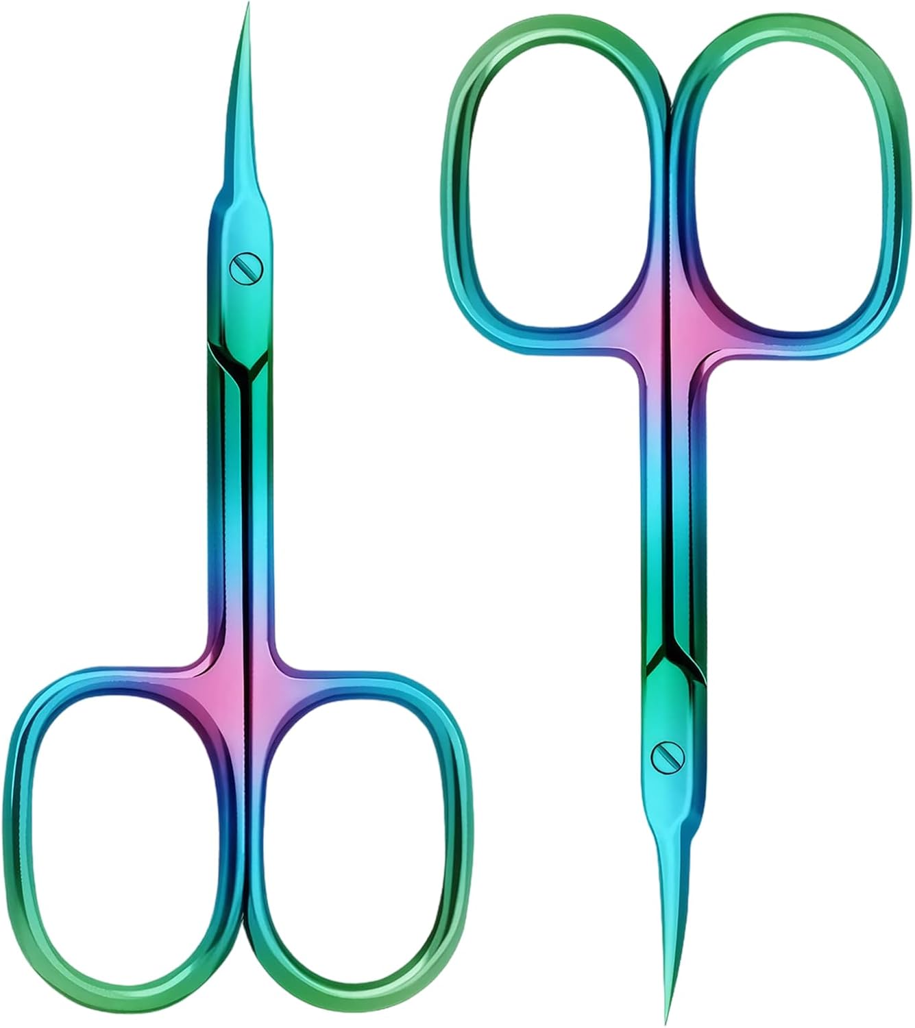 Nail Cuticle Scissors 2Pcs small scissors Stainless Steel Cuticle skin tag scissors Extra Fine Curved Color Manicure Scissors Nail Scissors Suitable for Eyebrows Eyelashes And Nail Trimming