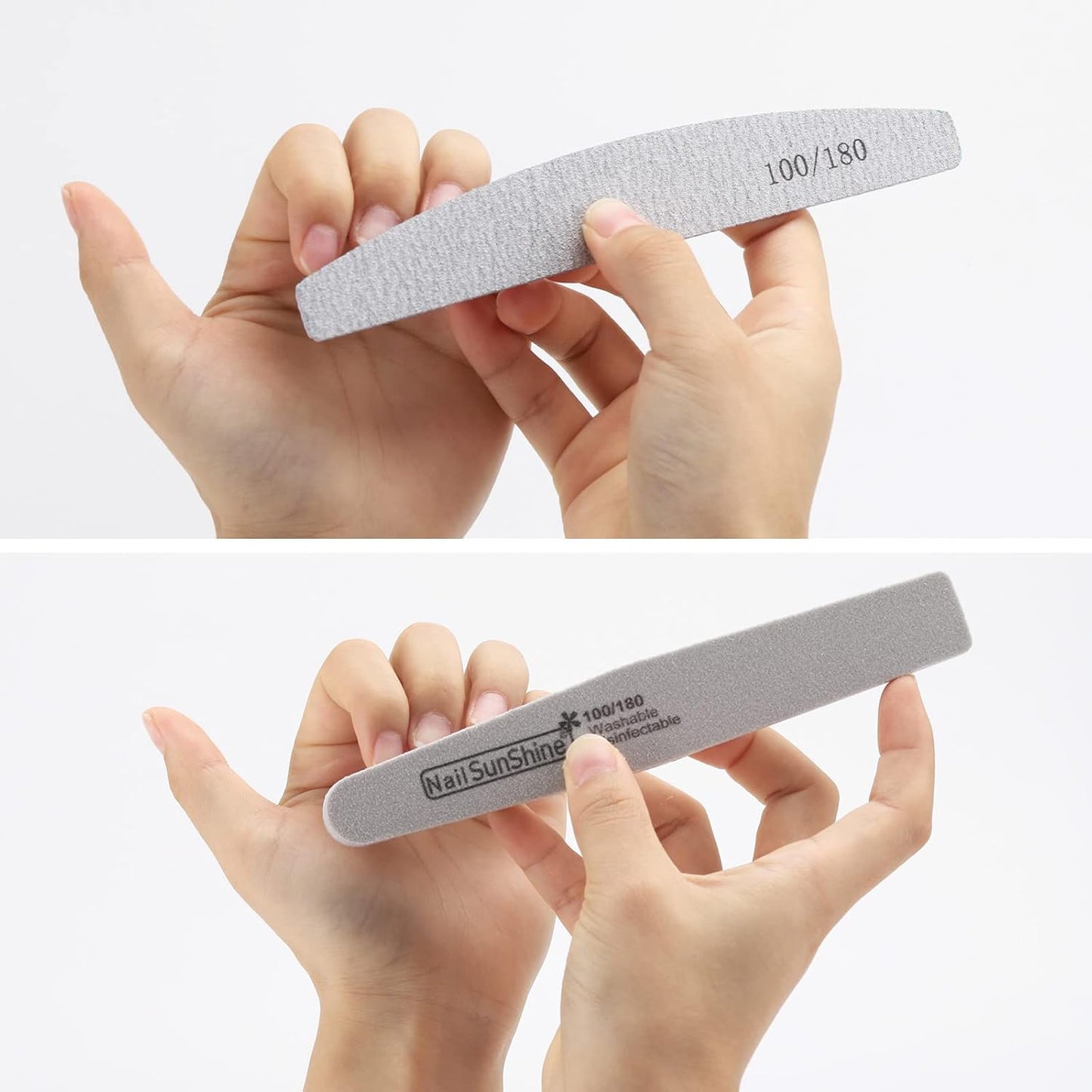 35 Count 100/180 Grit Nail Files and Buffers for Acrylic Nails, Washable Nail Buffer Double Sided Emery Boards Manicure Tools for Nail Tech