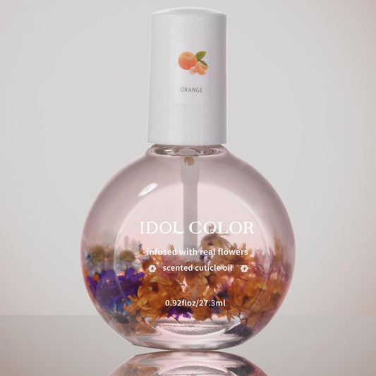 Flowery Scented Cuticle Oil, Infused with Real Flowers, Cuticle Revitalize Oil, Nail Oils For Growth And Strength, Cuticle Remover - Nail Strengthener - Cuticle Softener (0.92 fl.oz, ORANGE)