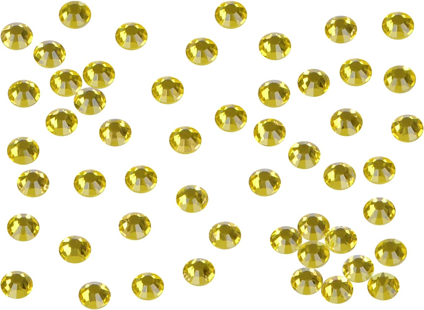 2880PCS Art Nail Rhinestones Non Hotfix Glue Fix Round Crystals Glass Flatback for DIY Jewelry Making with one Picking Pen (ss5 2880pcs, Citrine)