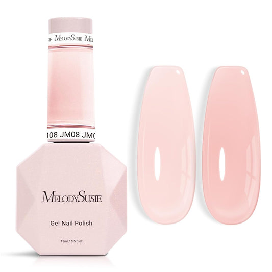 MelodySusie Jeweliver Nude Gel Nail Polish, 0.5Fl.oz Milky Gel Polish Pastel Color Soak Off UV LED Light Cure Gift for Women Manicure Nail Art DIY at Home JM08