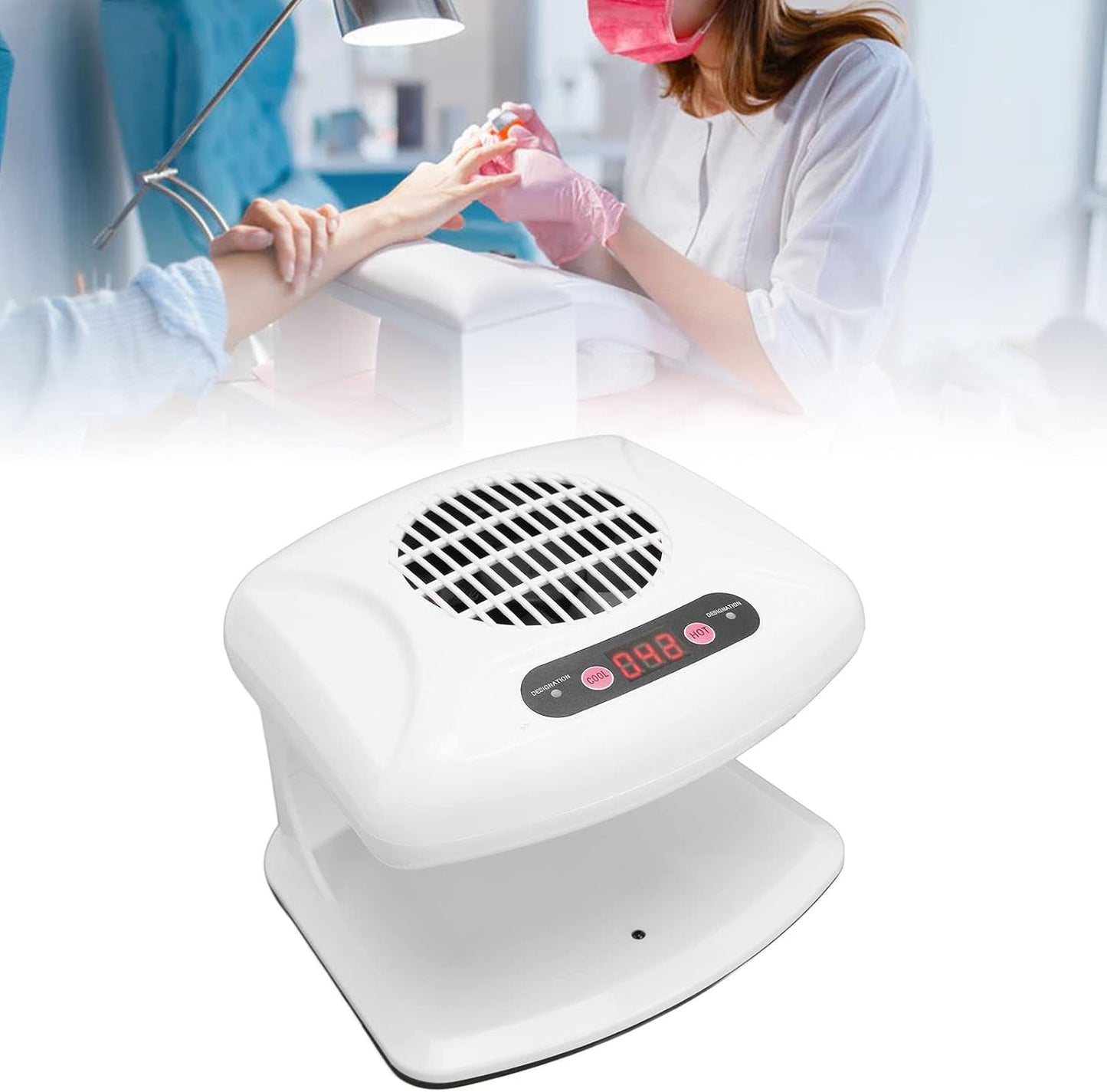 Nail Polish Dryer, 400W Portable Automatic Sensor Nail Art Blower Cool Warm Air Blow Nail Art Tools Enlarged Air Outlet Regular Nail Polish Drying Fan for Professional Salon Home
