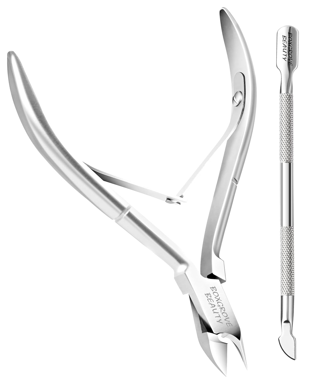 Professional Cuticle Cutter & Pusher Trimmer Manicure Tools with Double Spring– Perfect Nail Care Tool for Manicure & Pedicure Beauty at Home/Spa/Saloon (Silver Pack of 2)