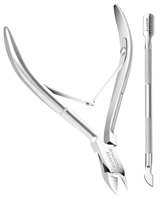 Professional Cuticle Cutter & Pusher Trimmer Manicure Tools with Double Spring– Perfect Nail Care Tool for Manicure & Pedicure Beauty at Home/Spa/Saloon (Silver Pack of 2)
