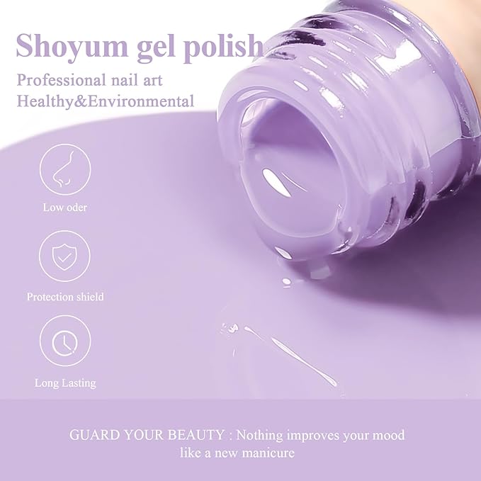 Gel Nail Polish,Taro Milky Purple Color Spring Summer Soak Off UV LED Nail Gel Polish Nail Art Starter Manicure Salon DIY at Home