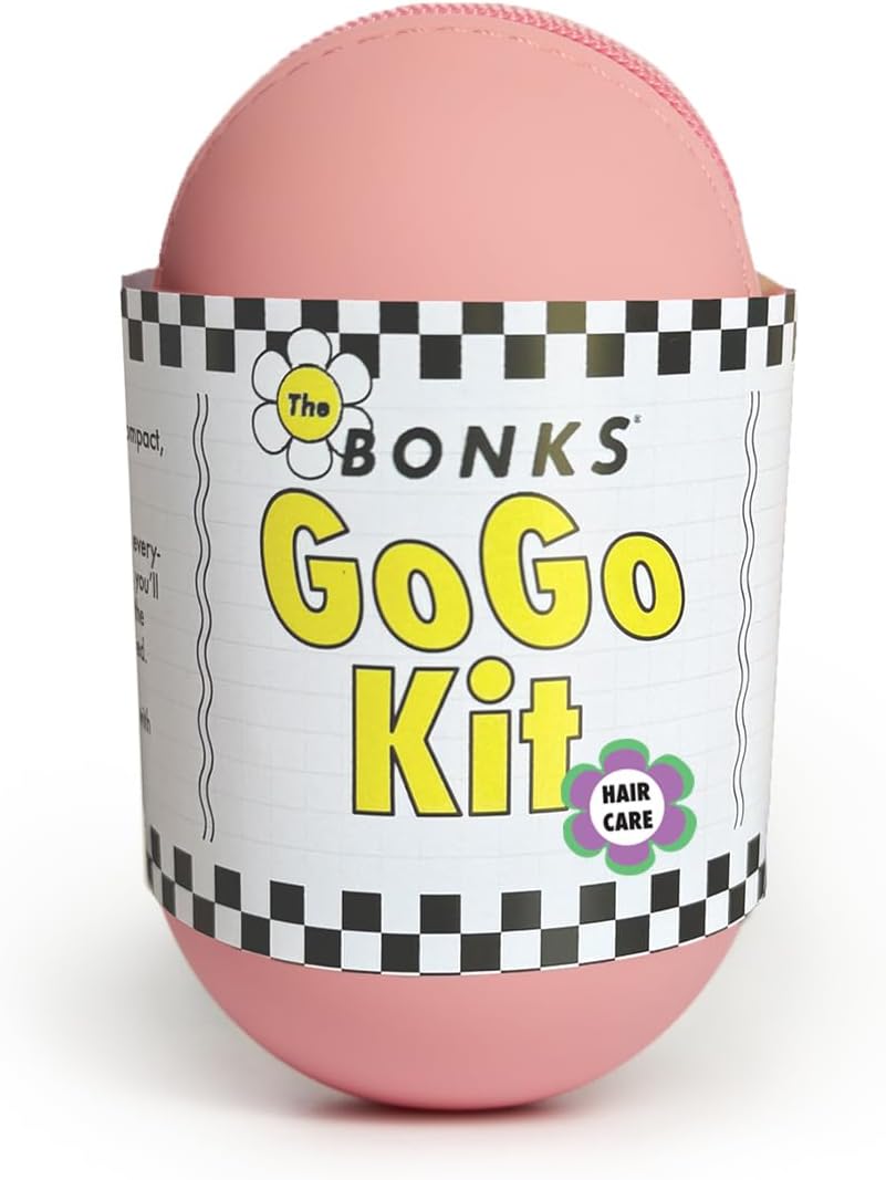 Bonks GoGo Kit - Hair Care Kit Mermaid - Portable Hair Accessories Pouch for Women & Teens - Includes Mini Claw Clip, Seamless Hair Pins, Silky Hair Tie & Folding Comb - Compact Travel Essential