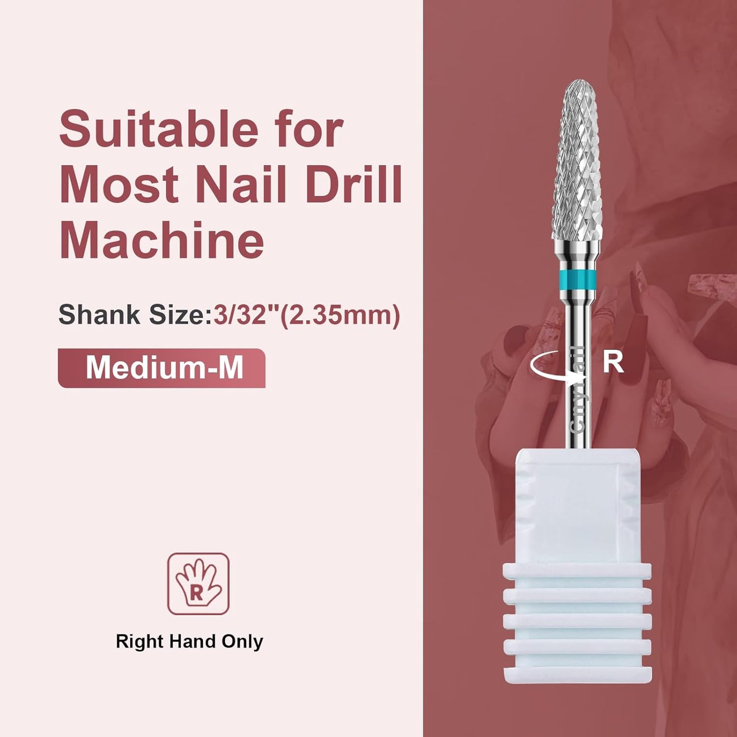 3/32" 2PCS Clean Cone Bits Medium Grit Carbide Cuticle Cleaner Bit for Electric Nail Drills – Professional Manicure Tool for Nail Salons and Home Use (M Grit. Silver)