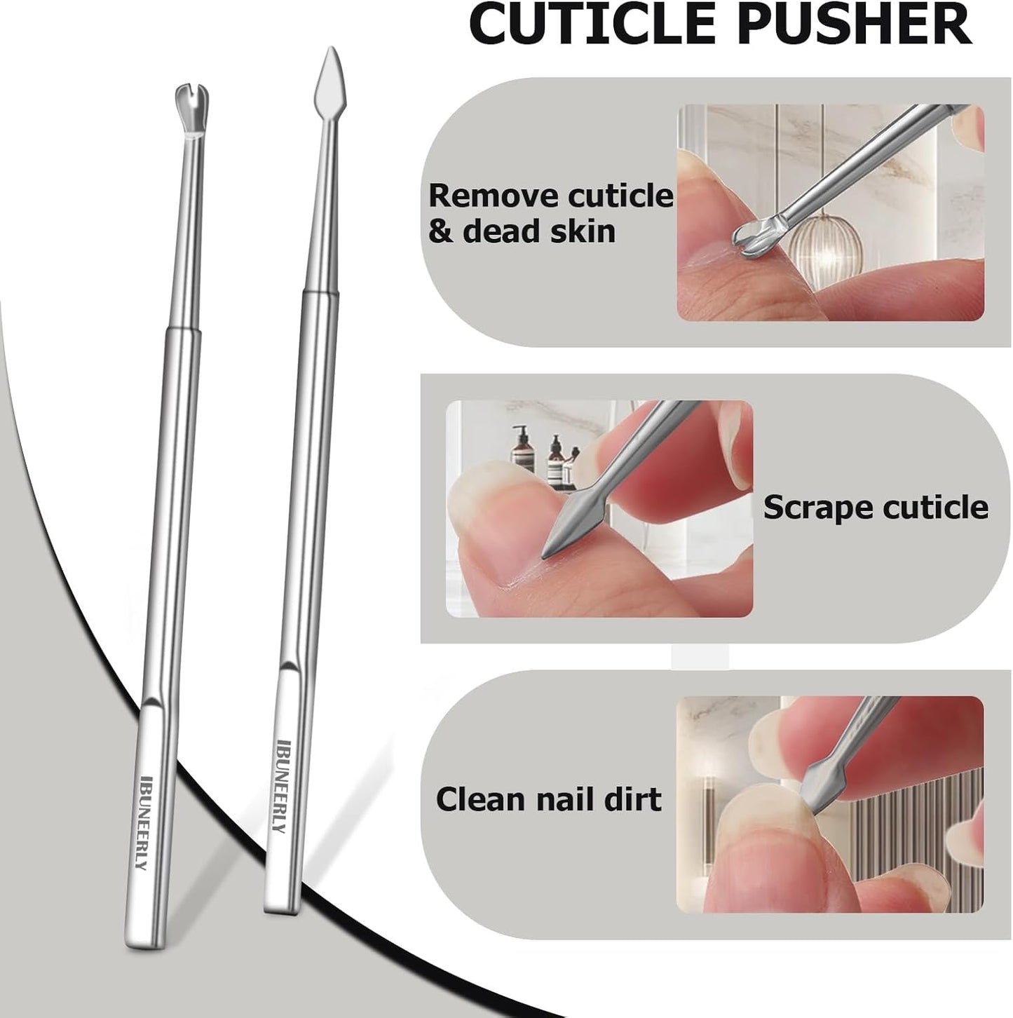 Manicure Set, Nail Cutters Set with Travel Leather Case, Professional Manicure Tools for Thick Nail & Ingrown Nail, Nail Cutters for Men and Women, Silver