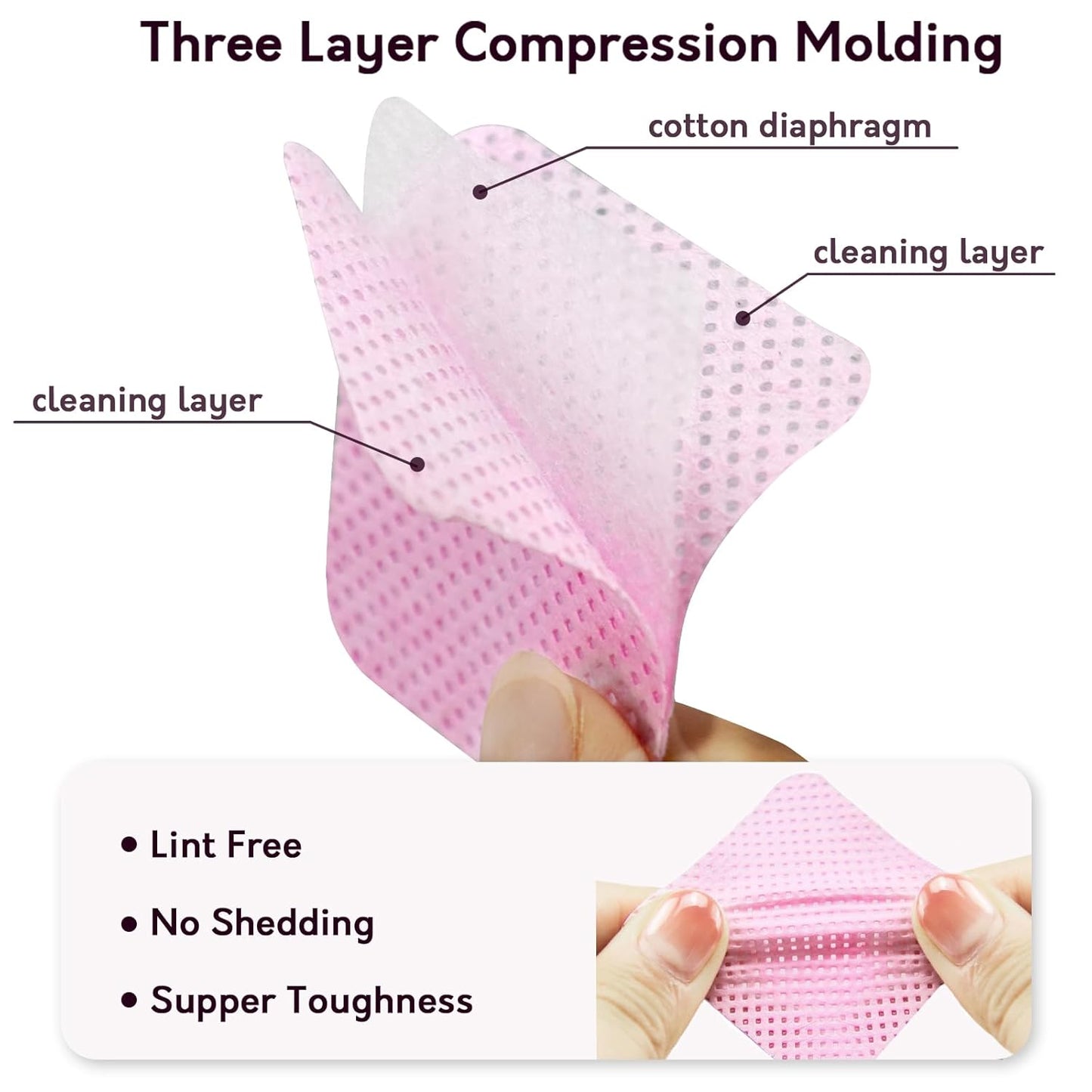 Pink Lint Free Nail Wipes- 540PCS Super Absorbent Nail Polish Remover Pads- Disposable Lint Free Wipes for Nail Polish Removal, lash Extensions Application, Nail Care