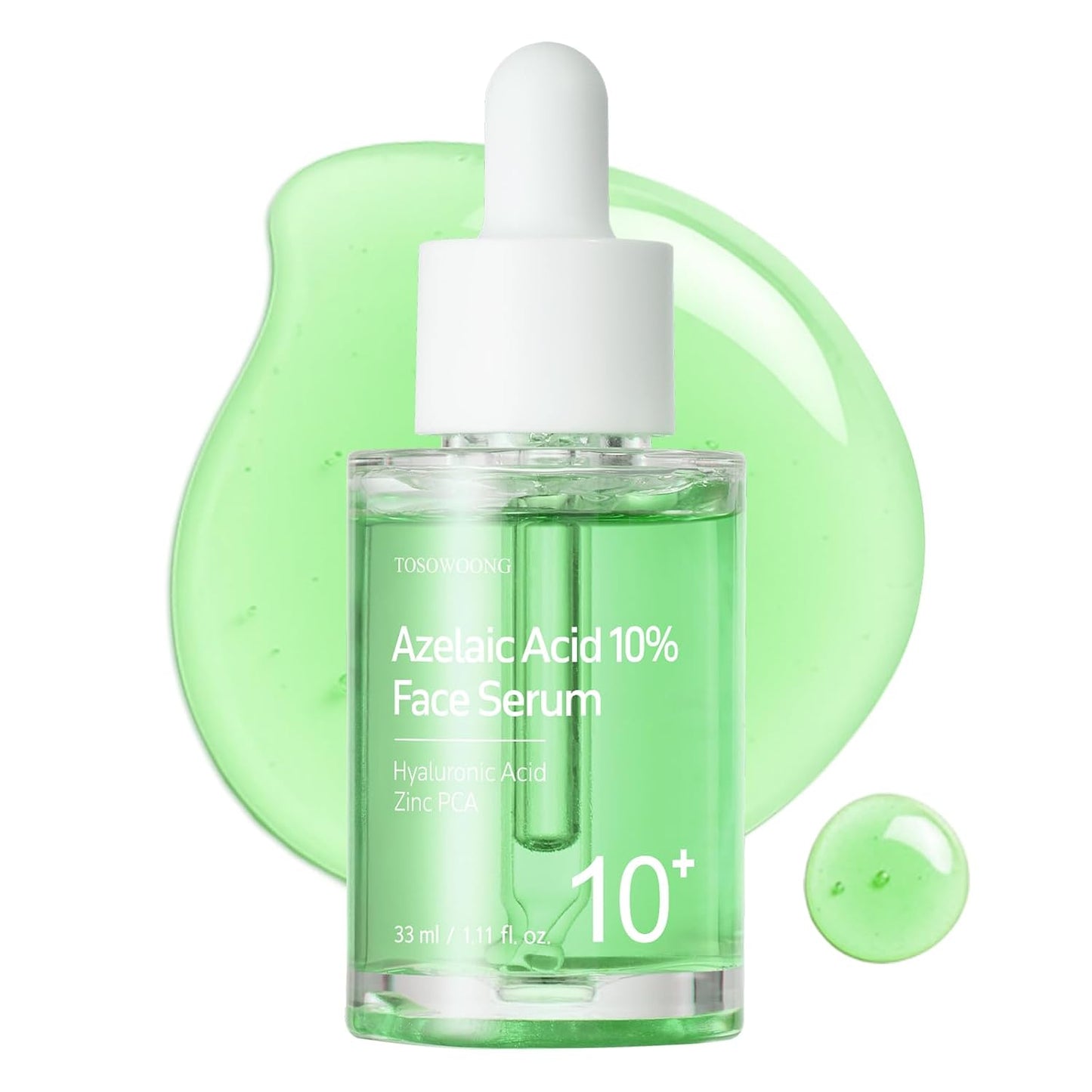 TOSOWOONG Azelaic Acid 10% Face Serum, Rosacea care, Redness Soothing and Blemish, Centella Asiatica for Acne-prone, Niacinamide, Hyaluronic Acid, Korean Skincare, Natural Color, 33 ml / 1.11 fl. oz.