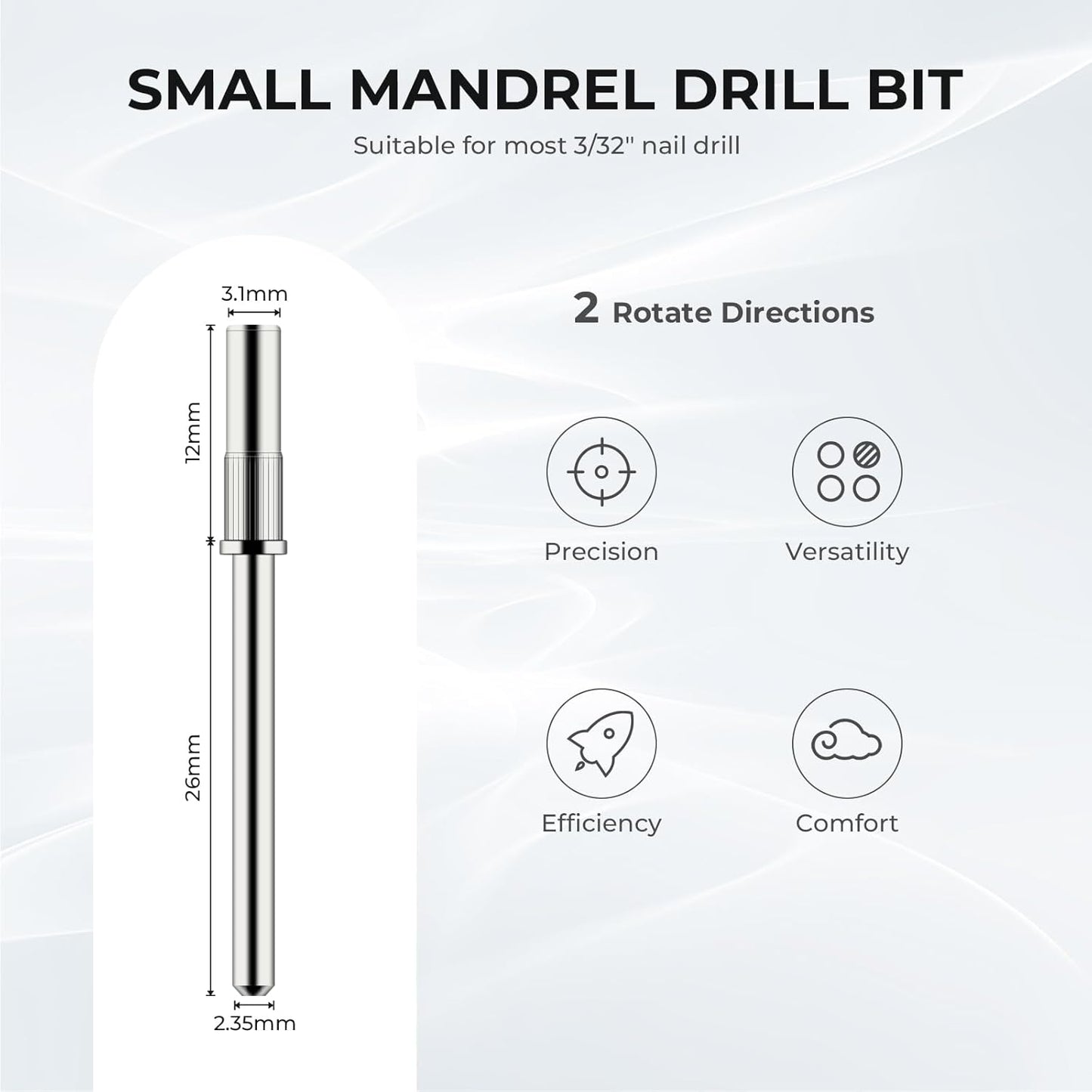 Lavinda Nail Drill Bits for Small Sanding Bands 3.1 MM Small Mandrel Bit for Electric Drill File Machine, Acrylic Nails Manicure Nail Art DIY Used, Sanding Bands Not Included