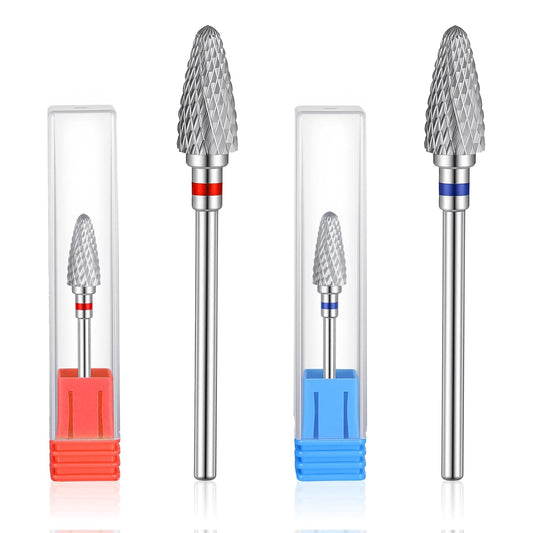 2 Pcs Nail Drill Bits 3/32" 5 in 1 Safety Drill Bits with Case Carbide Nail Drills Bit Fast Remove Cuticle for Manicurist Nails Gel Polishing for Manicurist Nails Salon