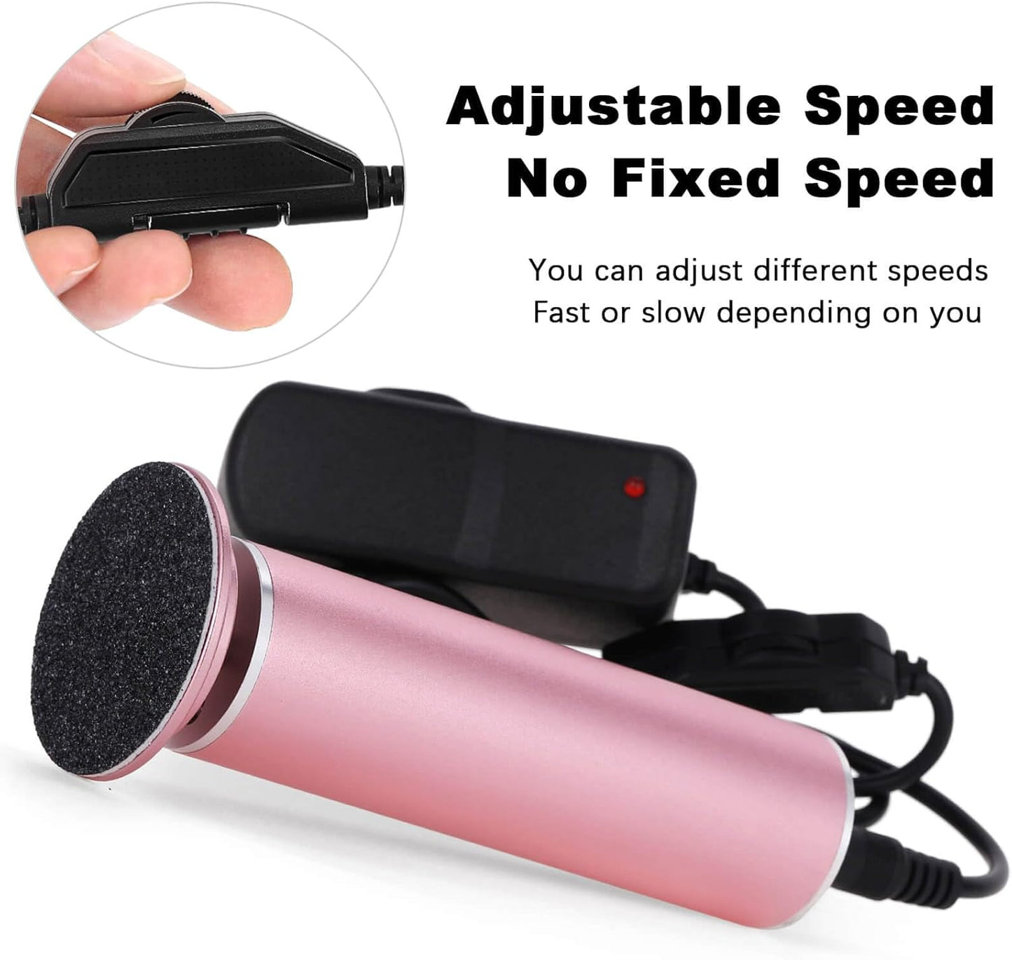 Electric Callus Remover for Feet Adjustable Speed, Powerful Foot Scrubber Electric Foot Callus Remover Heel File with 60PCS Sanding Discs Pedicure Tools for Feet Dead Skin Foot Grinder, Pink