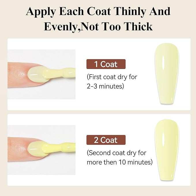 Yellow Nail Polish Quick Dry Pastel Nail Lacquer Sheer Color, Light Yellow Regular Fast Dry Fingernail Polish Bulk Non Gel Long-Lasting DIY Salon Gift For Women