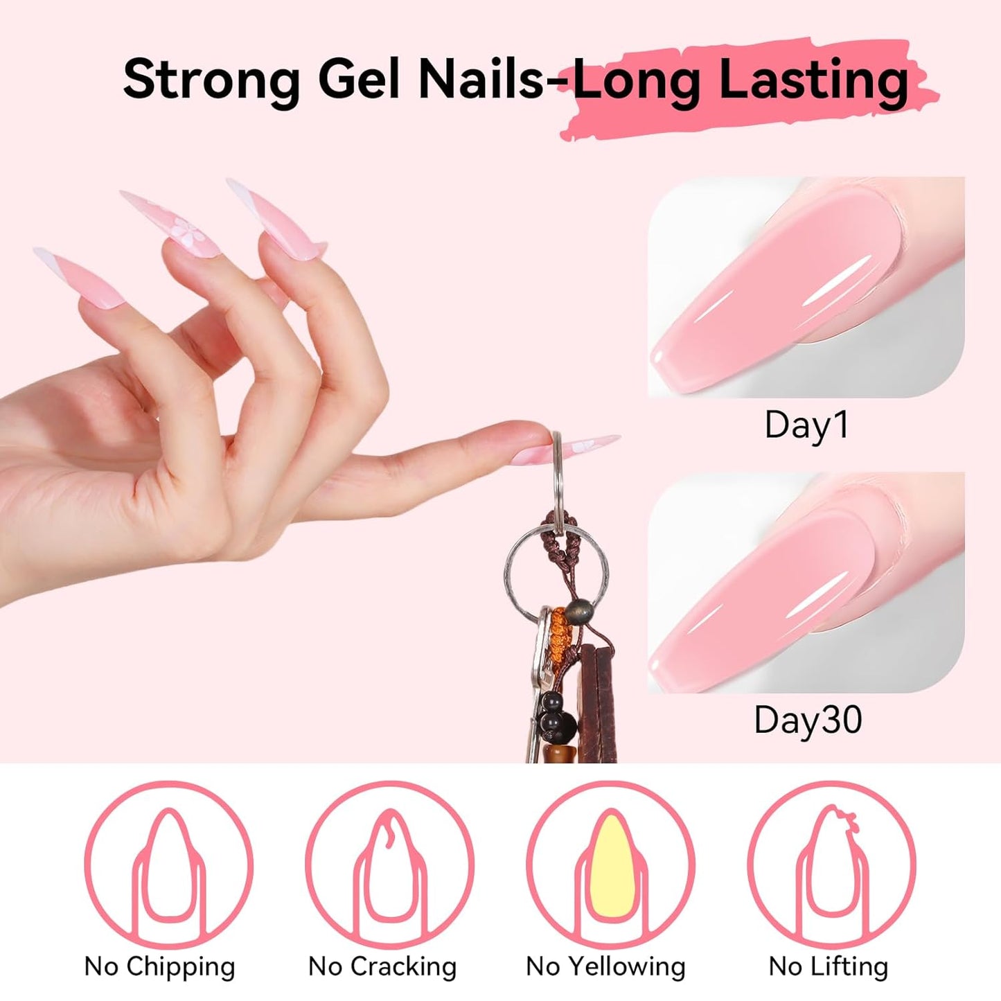 Makartt Poly Nail Gel: Natural Pink 50ML 3D Gel Nail Builder Salon Supplies Easy DIY at Home