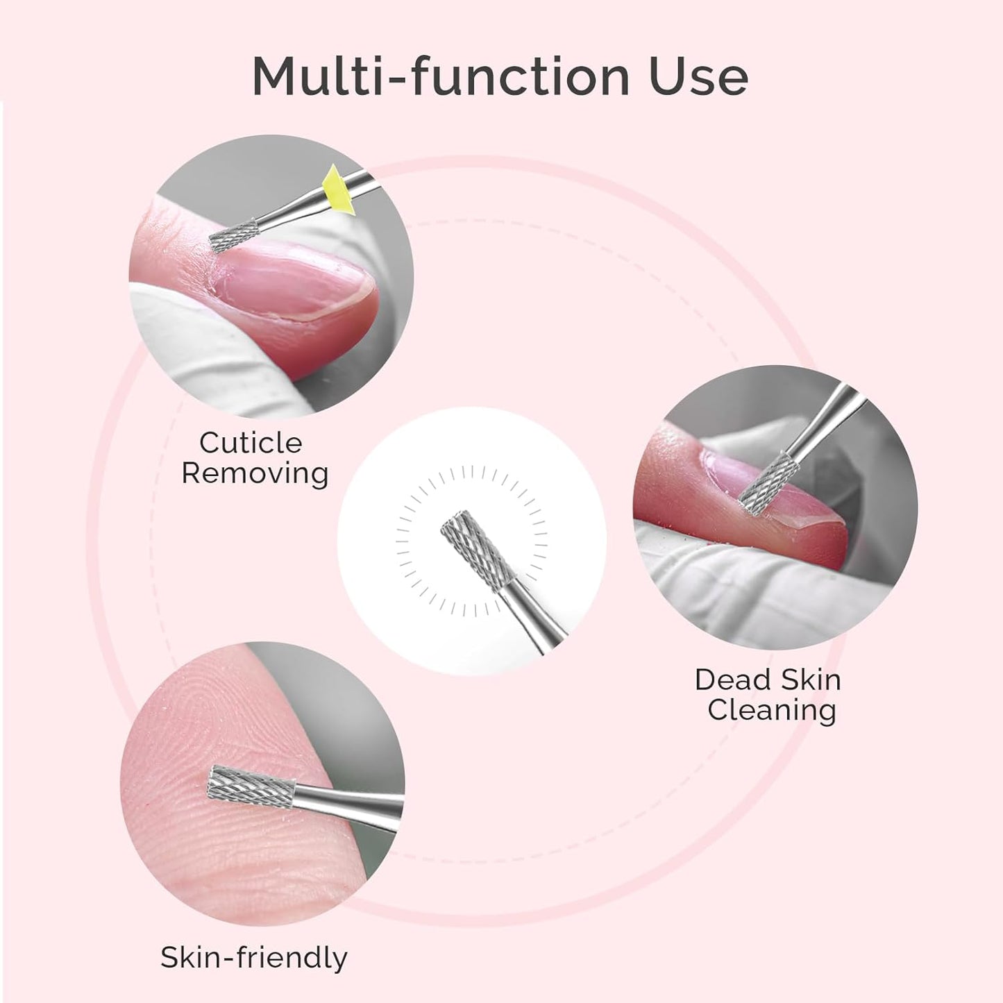 MelodySusie 2.3mm Inverted Tapered R Cut Nail Drill Bit, Professional Safety Carbide Under Nail Cleaner for Cuticle Dead Skin Nail Prepare, Manicure Nail Salon Supply, XF, Silver