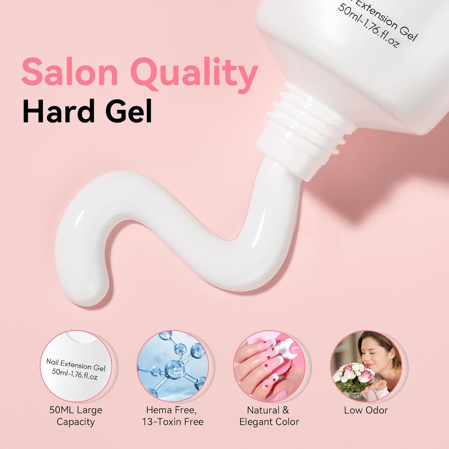 Makartt Poly Nail Gel,White,50ML,Nail Extension Builder for French Manicure, Hard Gels for Nails Strengthener-Long-Lasting and Easy to Use Supplies Salon Nail Art Design Easy DIY at Home