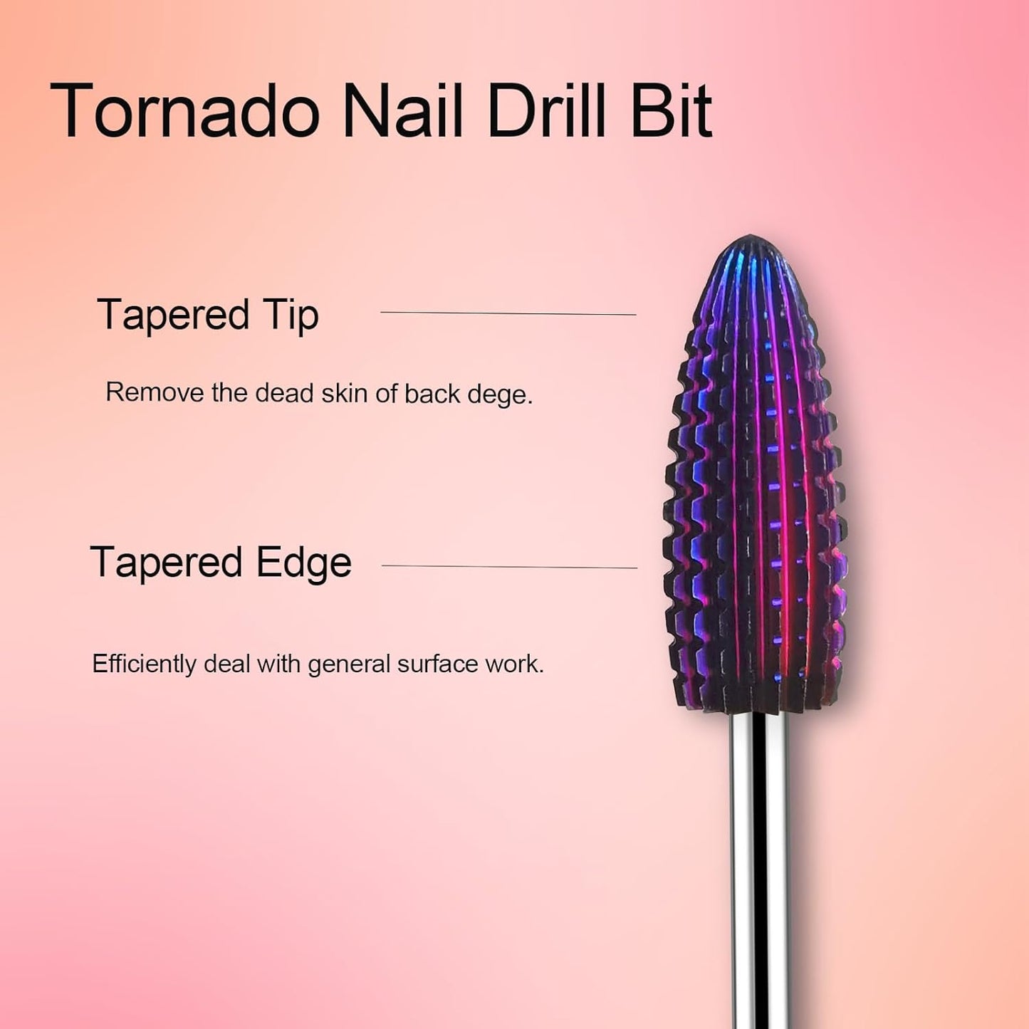 Nail Drill Bits, CORFULRA 5 in 1 Nail Drill Bit Tornado Nail Drill Bit Tungsten Carbide Cuticle Bit, Professional 3pcs Drill Bits for Nails,Acrylic Gel Remover,Under Nail Cleaner Callus Clean, Purple