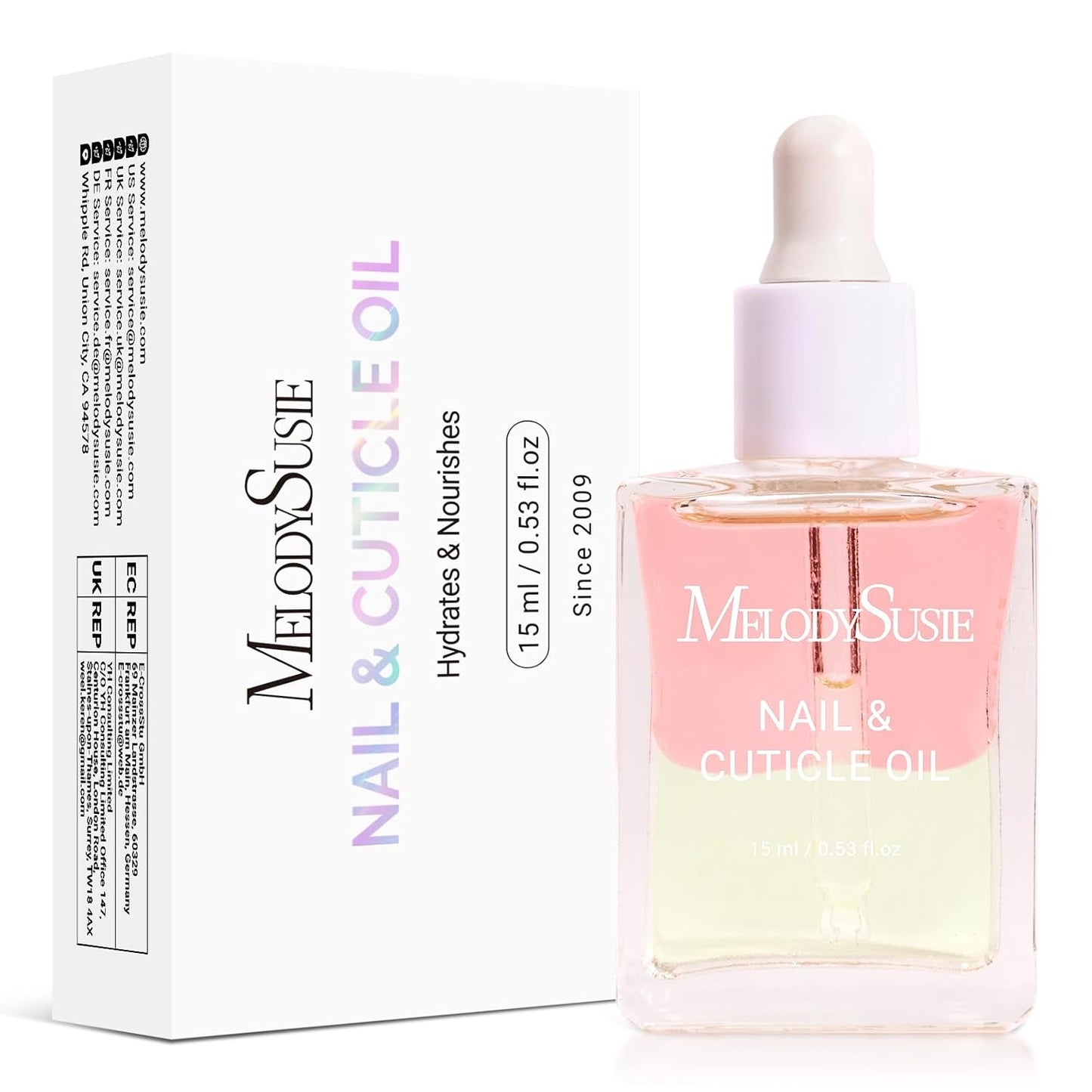 MelodySusie 15ML Cuticle Oil,Nail Strengthener with Jojobal & Vitamin E,Nail Growth that Repairs Cuticles & Promotes,Moisturizes & Conditions Dry Skin,Rose